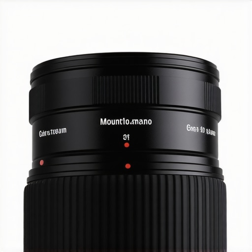 Close-up of a professional cine lens mounted on a camera showcasing mount details