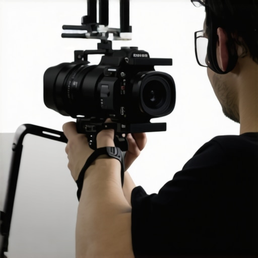 A filmmaker adjusting wireless focus and iris controls during a cinematic shoot, highlighting advanced lens adapter technology