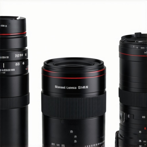 Close-up view of cine lenses showing mounts and adapters for filmmaking