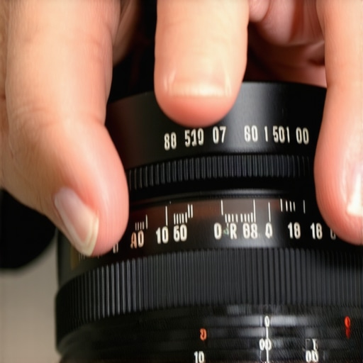 A technician cleaning and calibrating a cine lens with precision tools in a studio setting