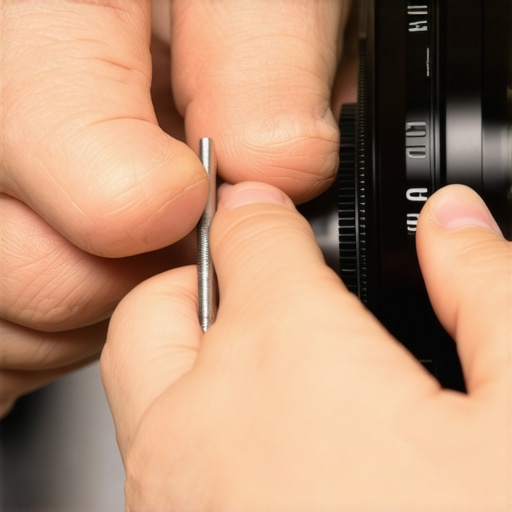 Cinematographer tightening lens mount screws on a heavy cinematic lens rig