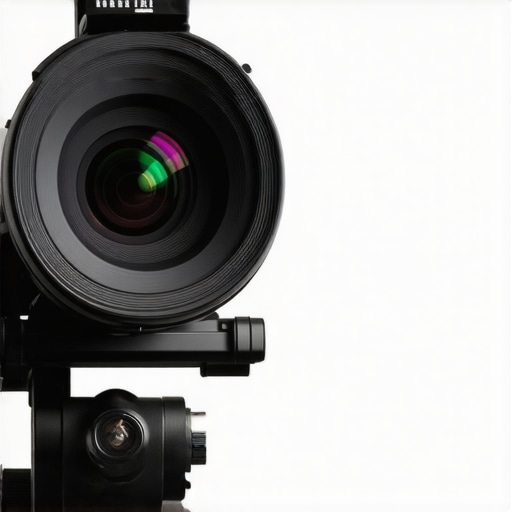 Detailed close-up of a professional cine zoom lens focusing ring and zoom control in a film studio