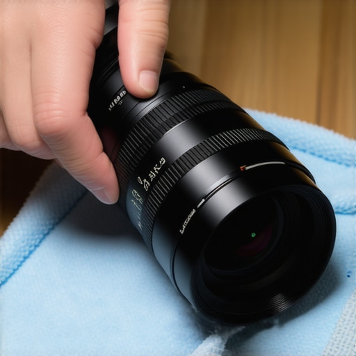 Cinematographer cleaning a high-end cine lens with microfiber cloth