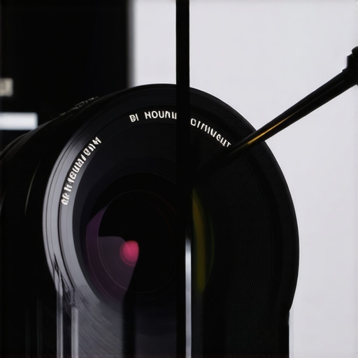 A technician carefully cleaning a high-end cine lens with specialized tools.