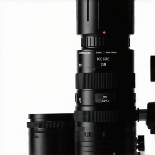 Close-up of cine prime lenses focusing on lens glass and markings for high-resolution shooting