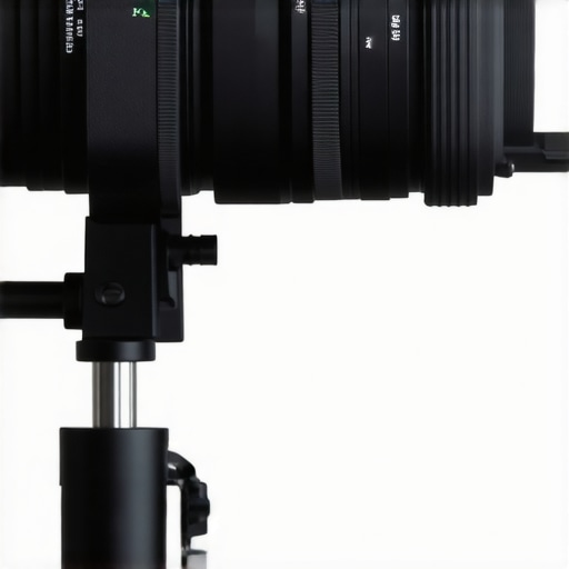 Close-up of a professional cine lens attached securely with a high-quality lens adapter to a camera rig, highlighting stability and compatibility