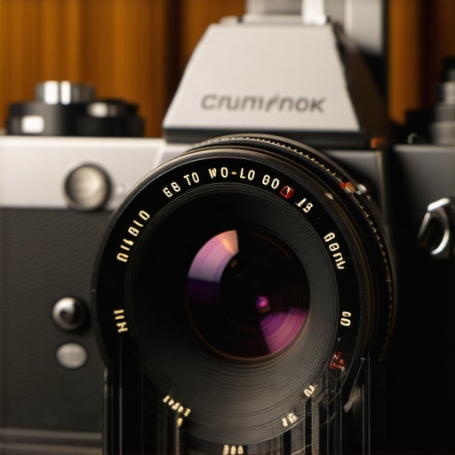 Vintage prime lenses mounted on a cinema camera, emphasizing warm-toned glass elements